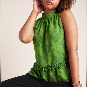 Anthropologie Maeve Women’s Green Floral Savannah Swing Blouse Tank Size 4